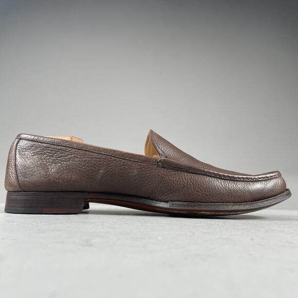 Gravati Men’s Size 10.5 Brown Pebbled Leather Slip On Moc Toe Loafers Dress Shoe - Picture 5 of 9